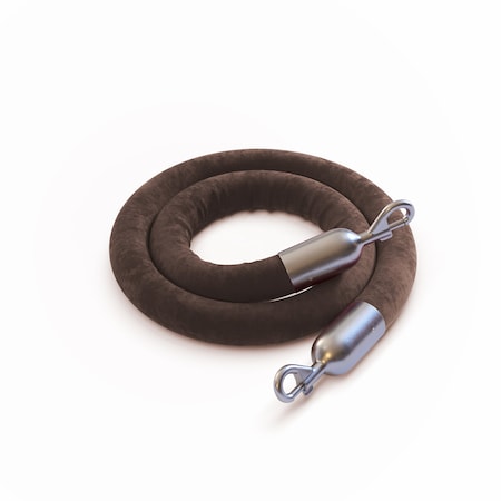 Velvet Rope Brown With Satin Stainless Snap Ends 10ft.Cotton Core